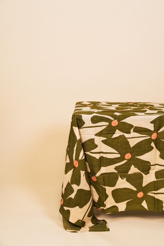 Olive Poppy Tablecloth