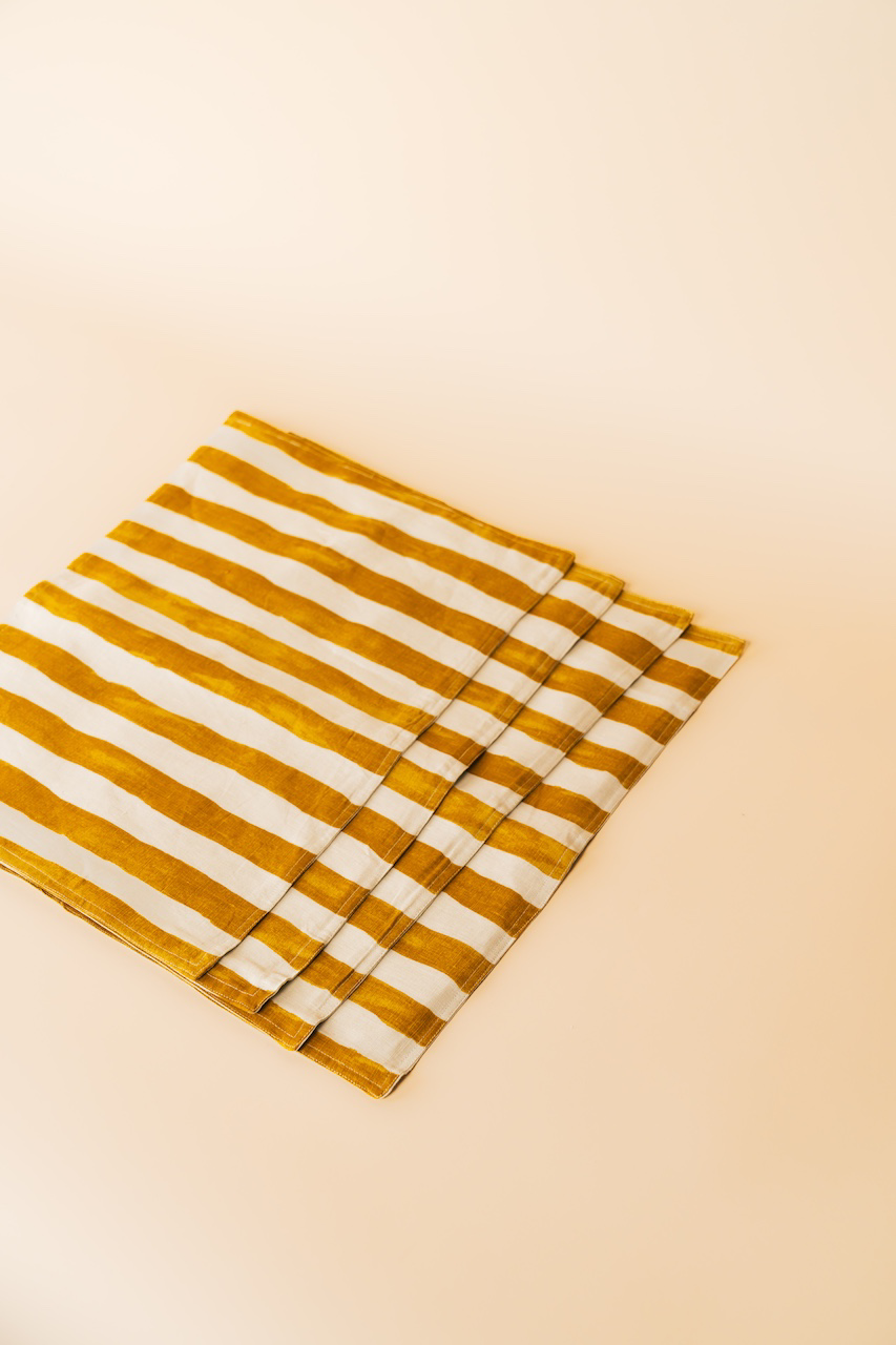Painterly Stripe Linen Placemat Set