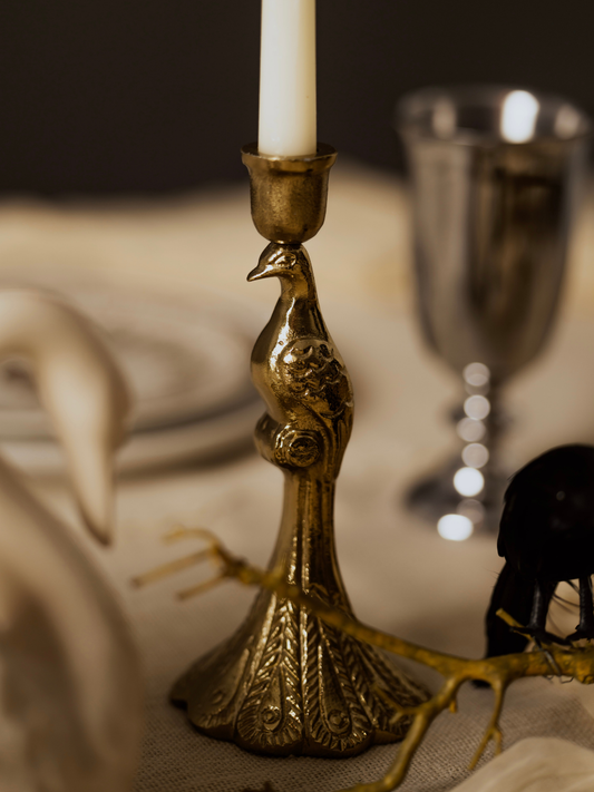 Peacock Metal Candle Holder Set