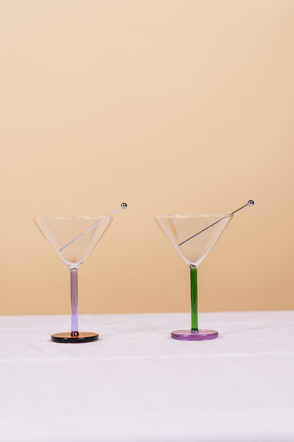 Piano Cocktail Glass Purple & Green
