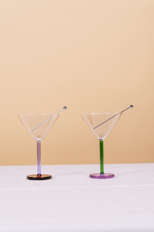 Piano Cocktail Glass Purple & Green