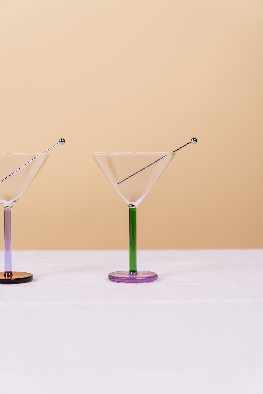Piano Cocktail Glass Purple & Green