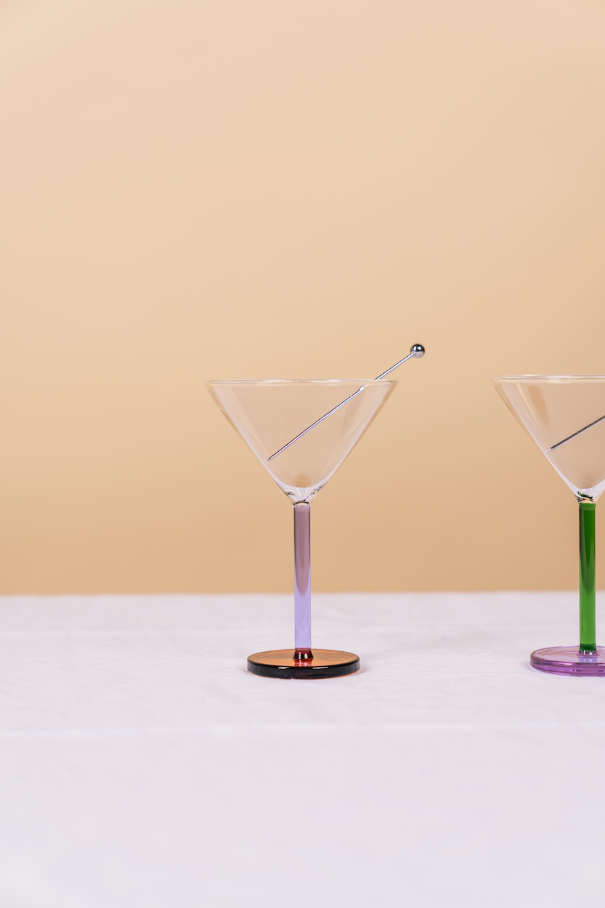 Piano Cocktail Glass Purple & Green