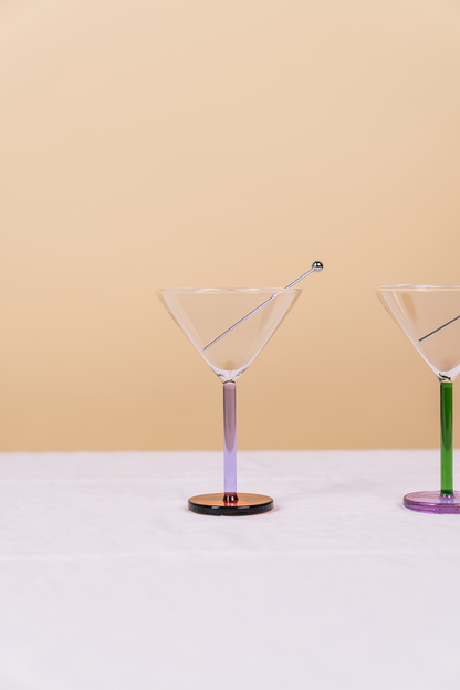 Piano Cocktail Glass Purple & Green