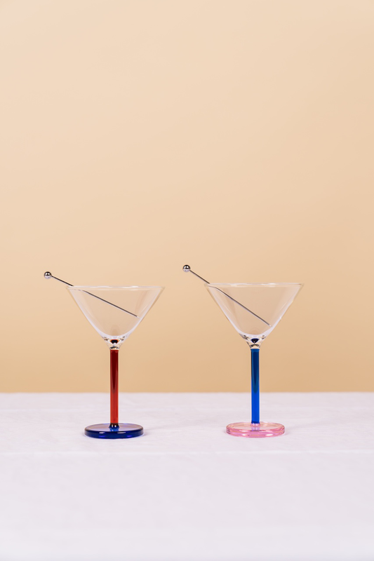 Piano Cocktail Glass Red & Blue