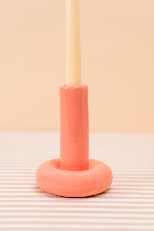 Pink Bubble Candlestick Holder Set