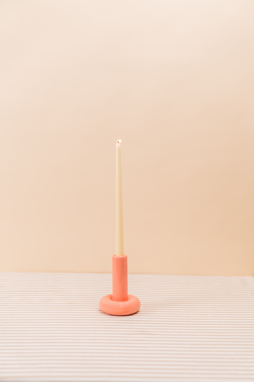 Pink Bubble Candlestick Holder Set