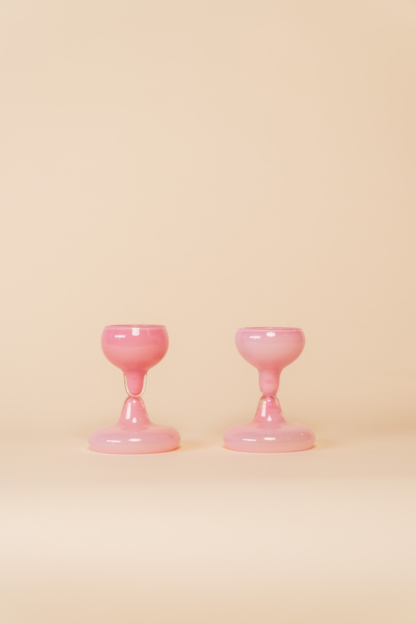 Pink Chunky Wine Glass Set
