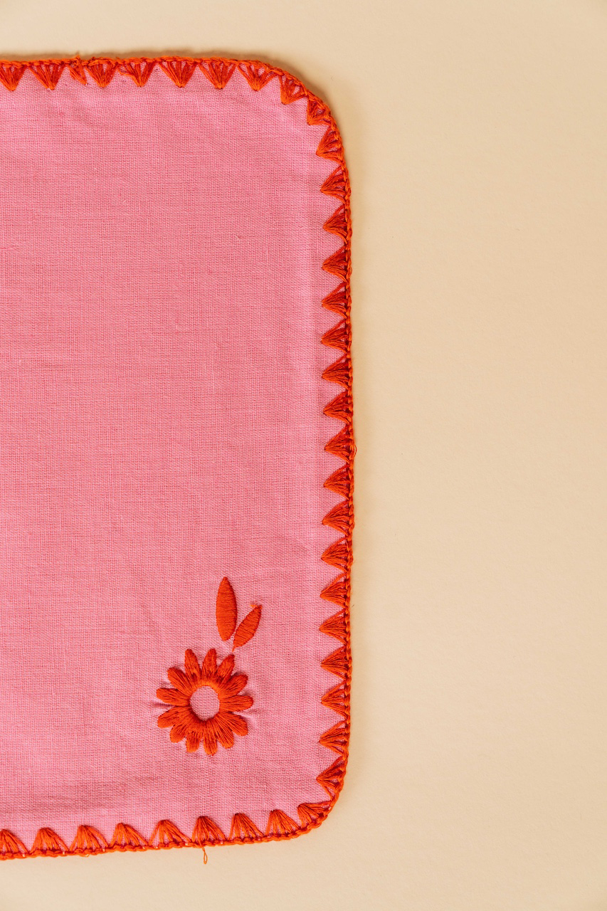 Pink Floral Cotton-Linen Placemat