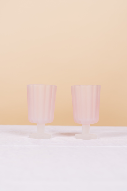 Pink Frosted Petal Glass Set of 3