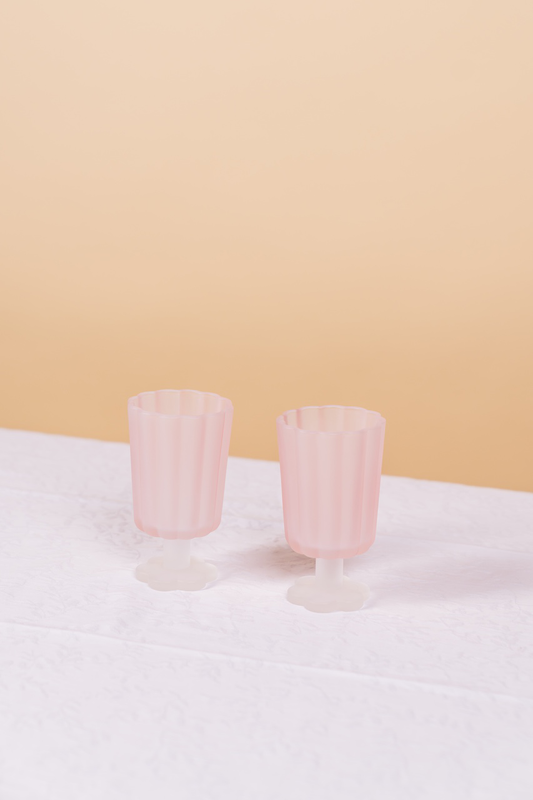 Pink Frosted Petal Glass