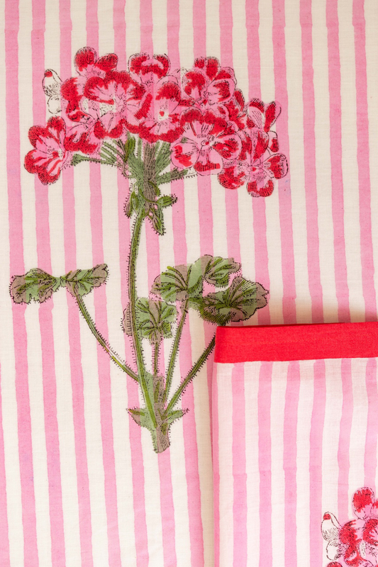 Pink Hydrangea Blockprint Napkin