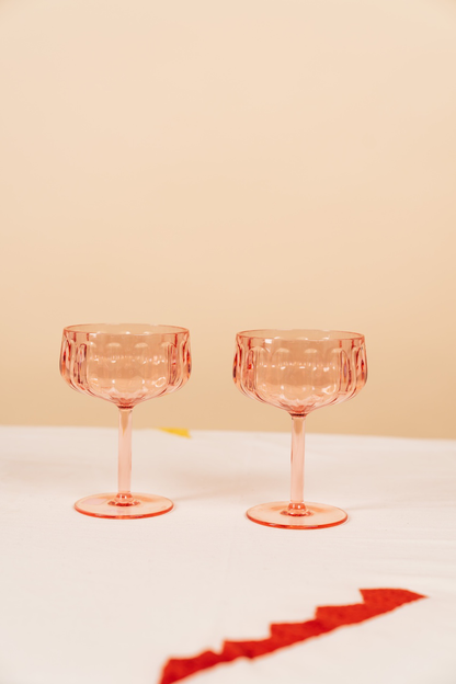 Pink Lucia Acrylic Coupe Glass Set of 2