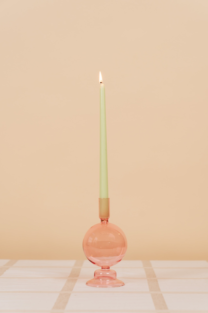 Pink Nordic Glass Candlestick Holder