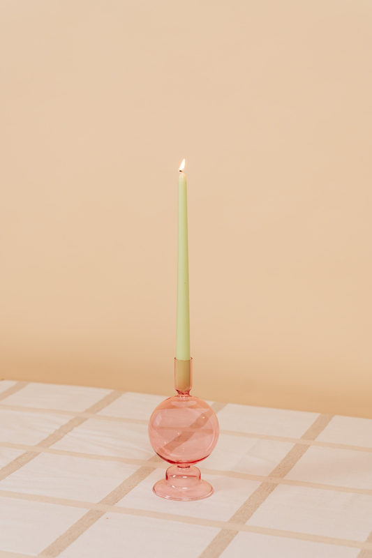 Pink Nordic Glass Candlestick Holder