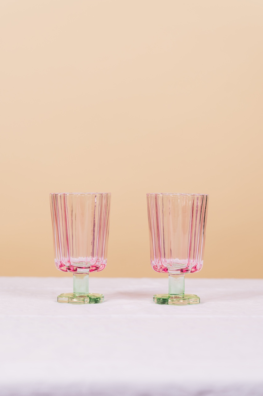 Pink Petal Glass Set of 3