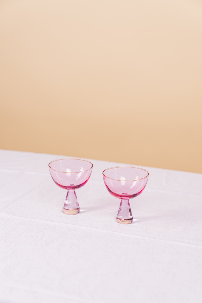 Pink Ramona Coupe Glass Set of 2