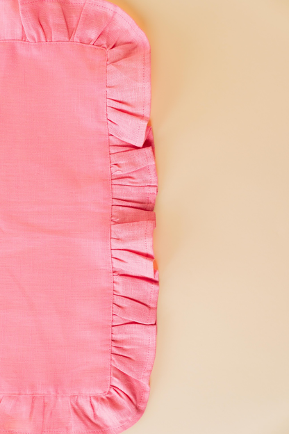 Pink Ruffle Linen Placemat Set