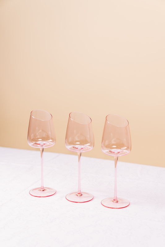 Pink Slanted Wine Glass