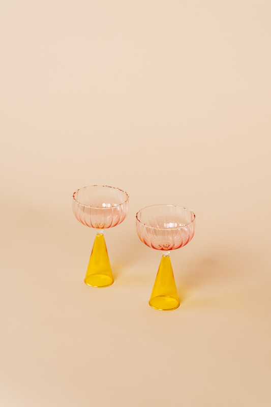Pink Yellow Champagne Cocktail Glass Goblet