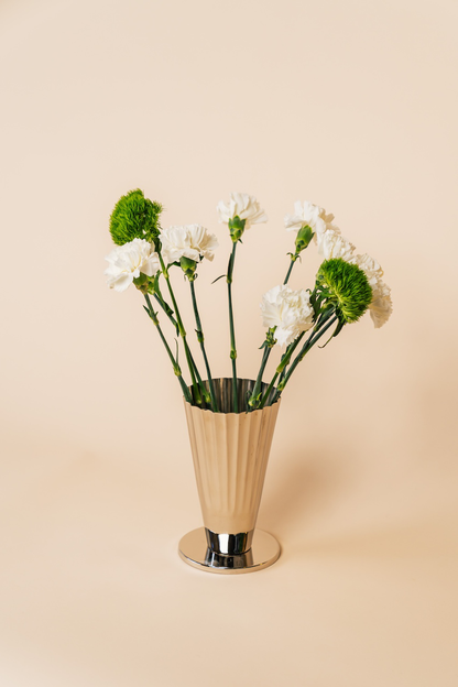 Polished Nickel Fluted Sweetgrass Vase