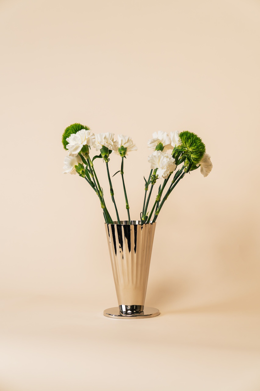 Polished Nickel Fluted Sweetgrass Vase