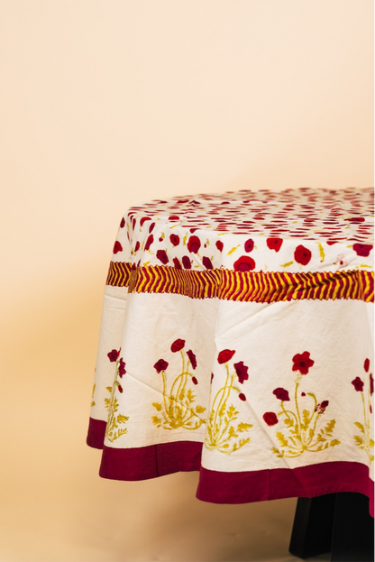 Poppies Red & Green French Tablecloth 