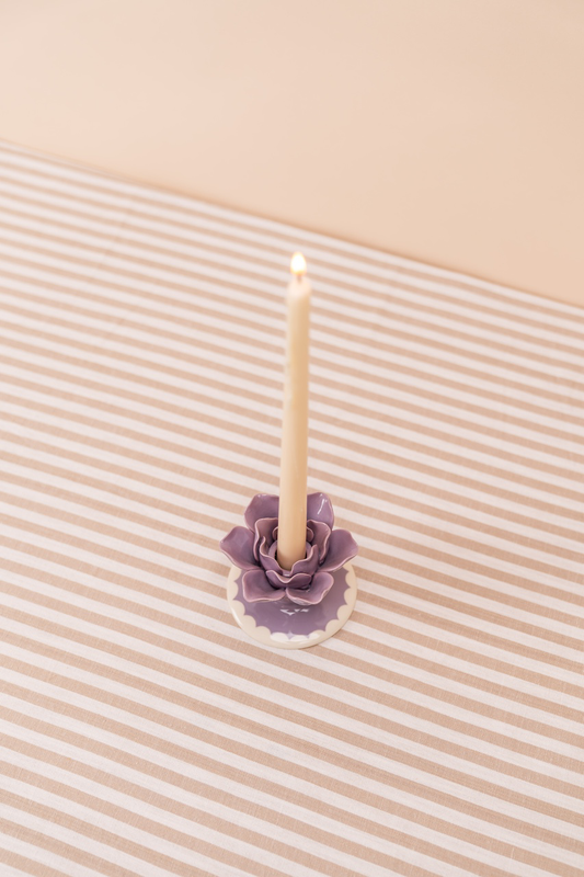 Purple Ceramic Taper Candlestick Holder