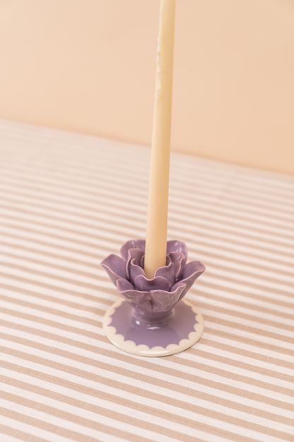 Purple Ceramic Taper Candlestick Holder Set
