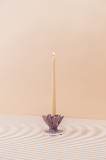 Purple Ceramic Taper Candlestick Holder Set