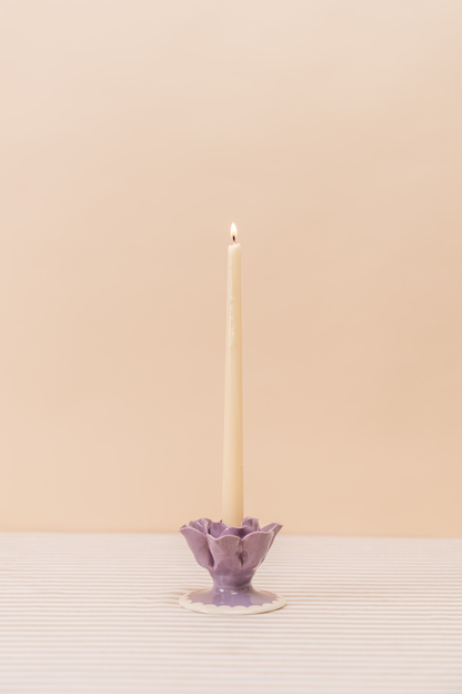 Purple Ceramic Taper Candlestick Holder Set