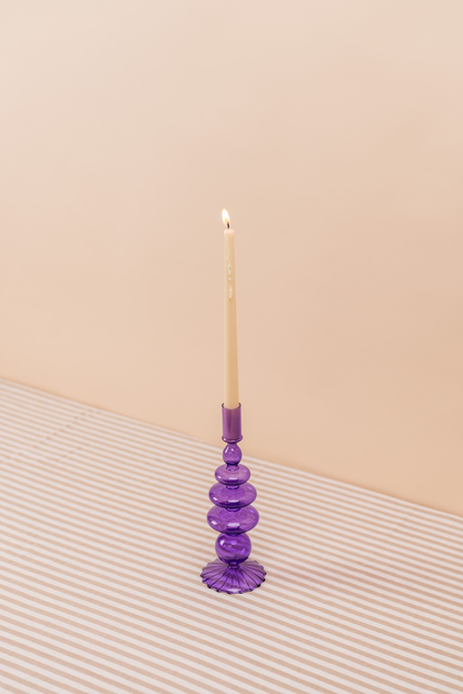 Purple Nordic Glass Candlestick Holder