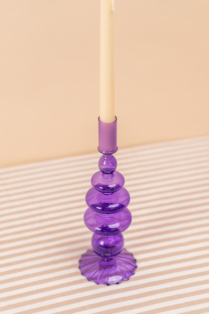 Purple Nordic Glass Candlestick Holder