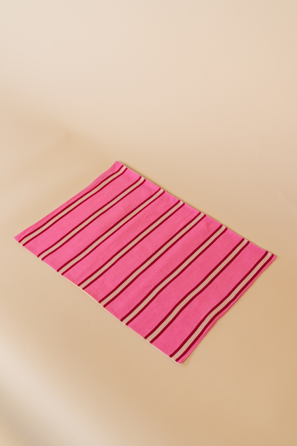 Raspberry Stripe Placemat Set