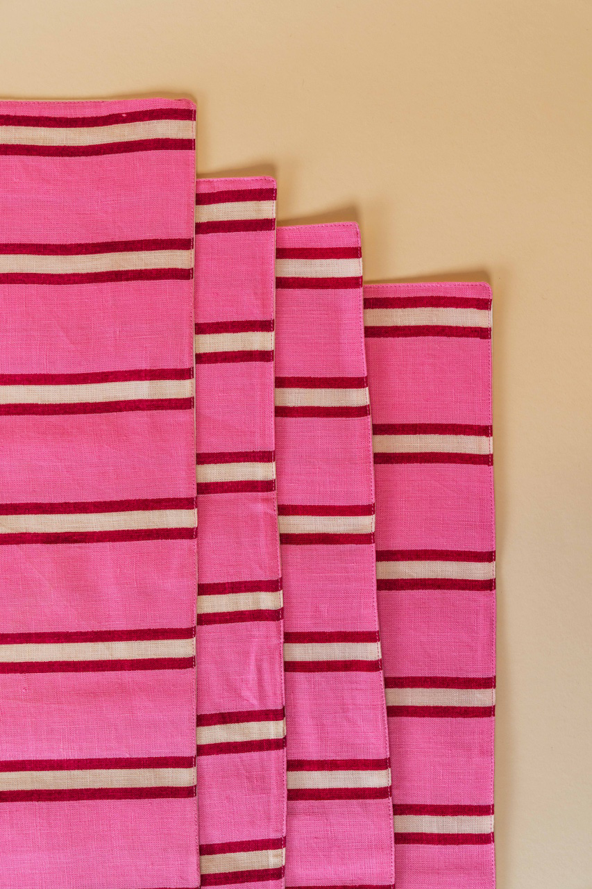 Striped Check Raspberry Raspberry Stripe Placemat Set – Tblscape