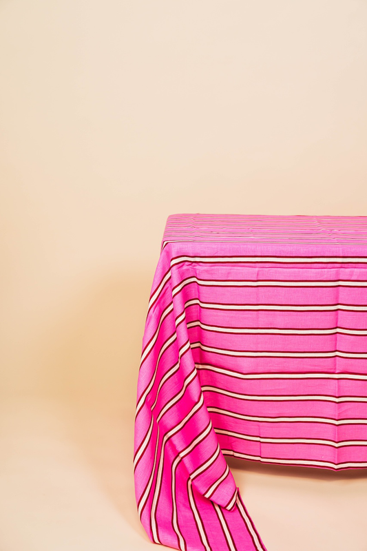 Raspberry Stripe Tablecloth