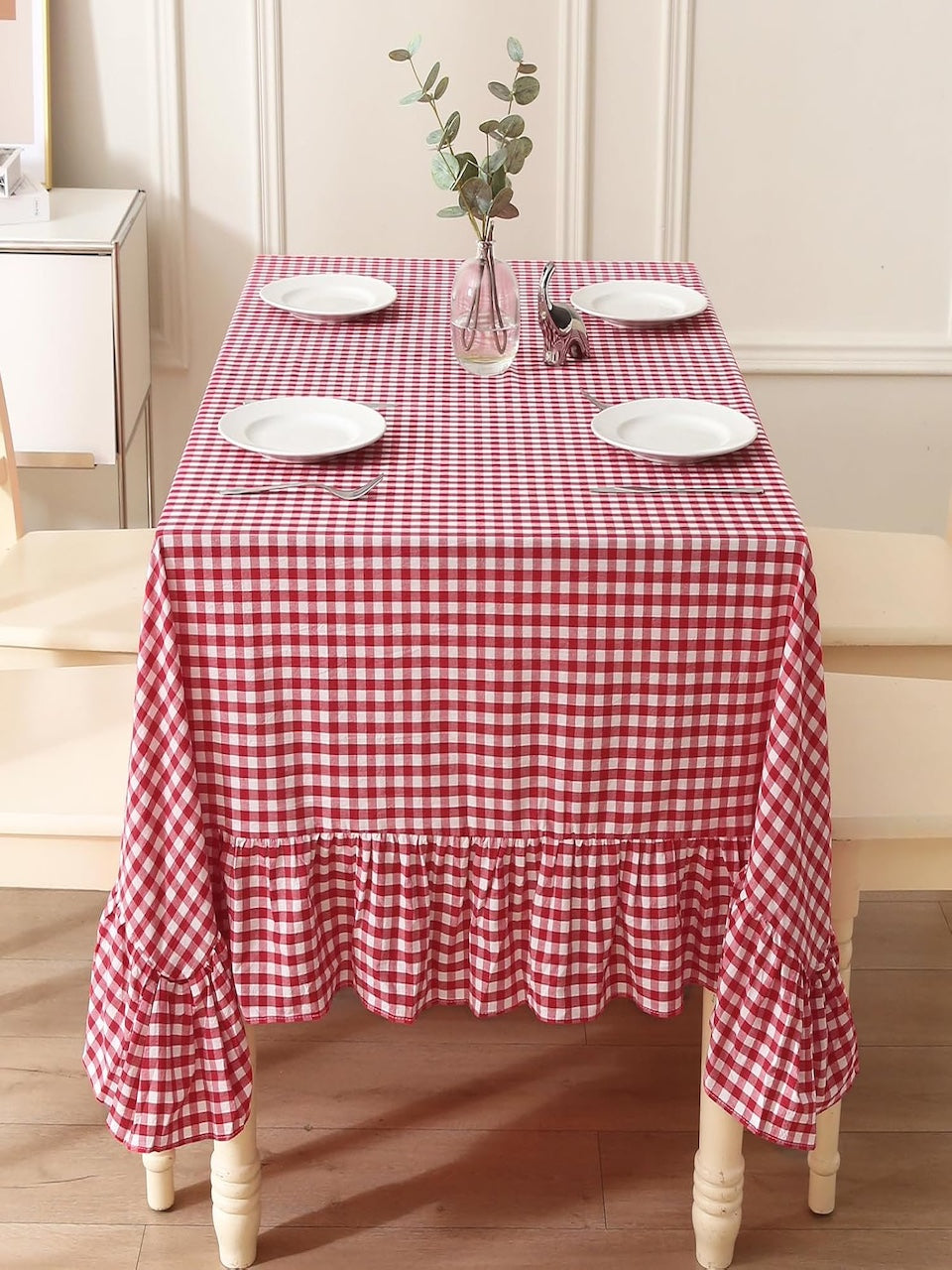 Red Gingham Ruffle Tablecloth – Tblscape