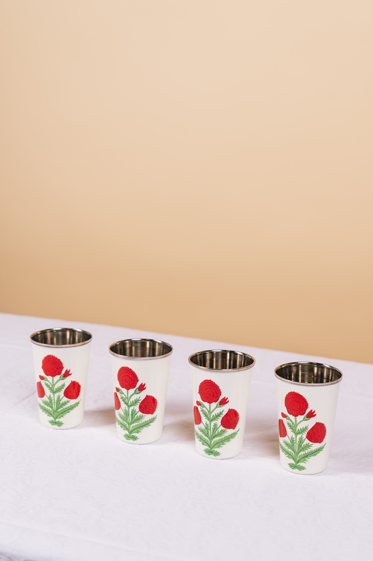 Red Poppy Tall Enamelware Tumbler