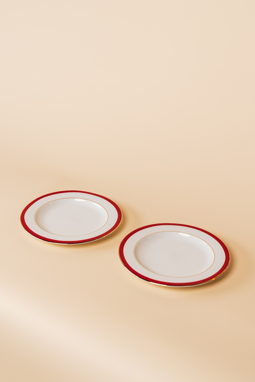 Red Rim Porcelain Plate – Tblscape