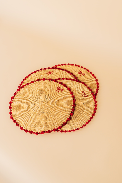 Red Scalloped Bow Placemat