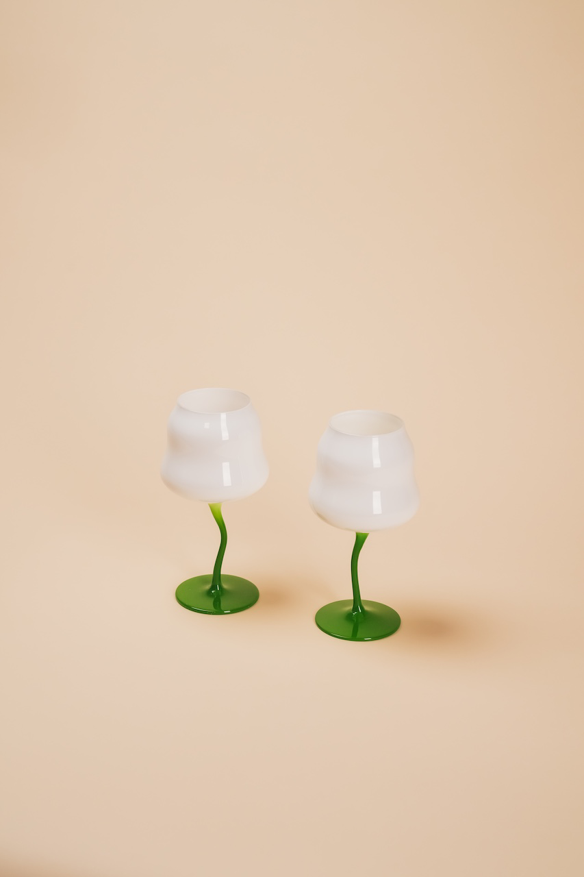 Retro Green Stem Crystal Wine Glass