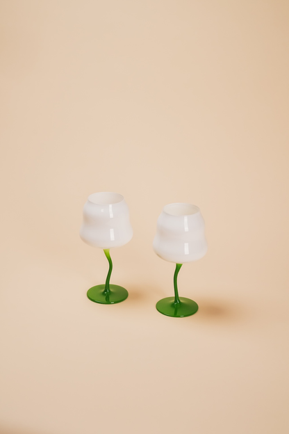 Retro Green Stem Crystal Wine Glass