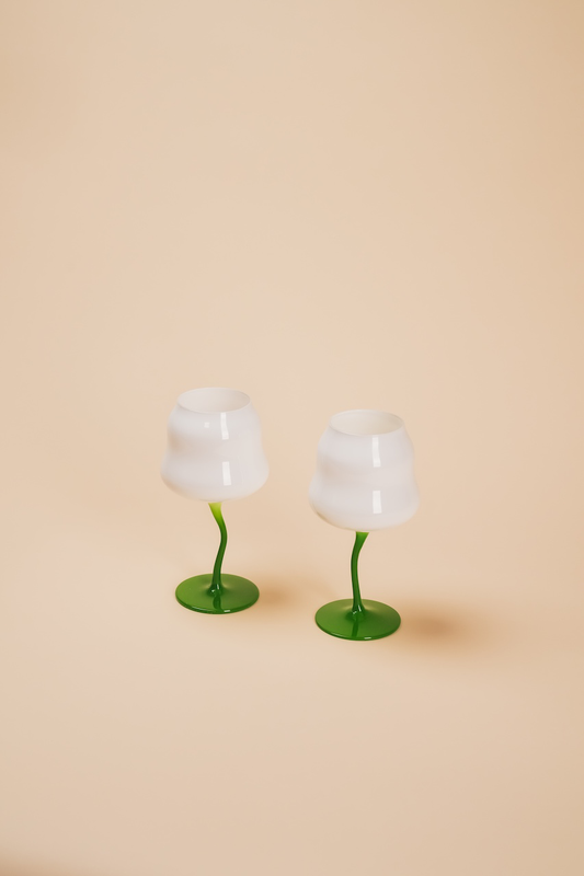 Retro Green Stem Crystal Wine Glass
