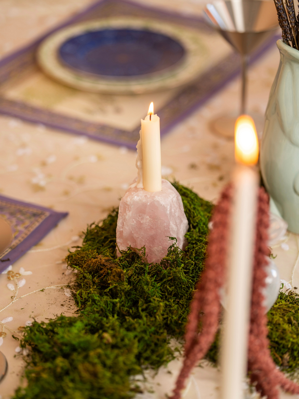Rose Quartz Candle Holder