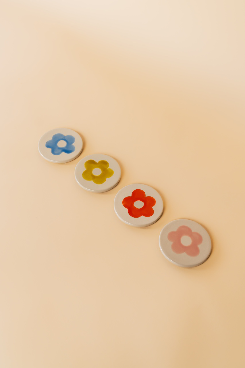 Round Floral Coaster Set of 4
