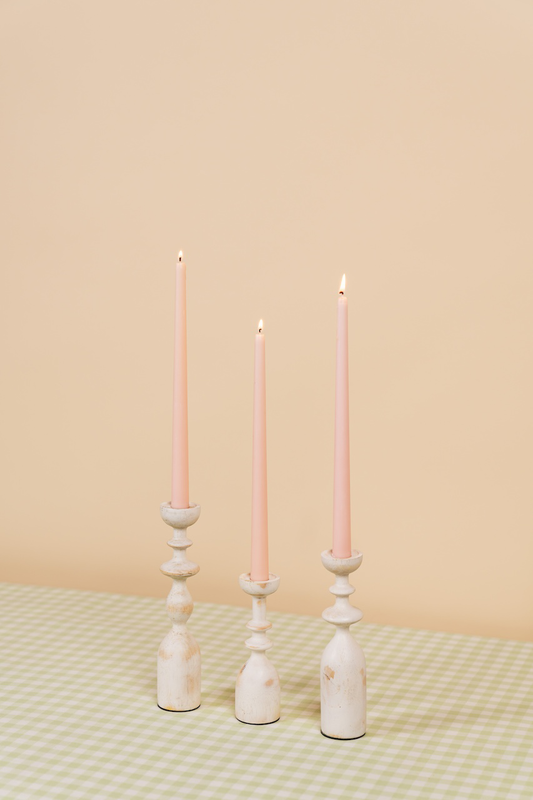 Rustic Whitewash Wood Candlestick Holder