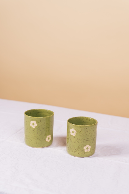 Sage Daisy Cup Set of 4