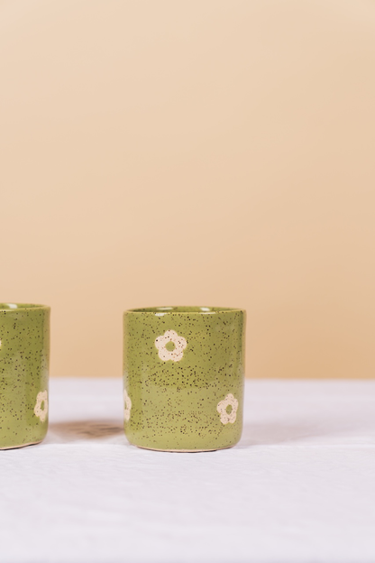 Sage Daisy Cup Set of 4
