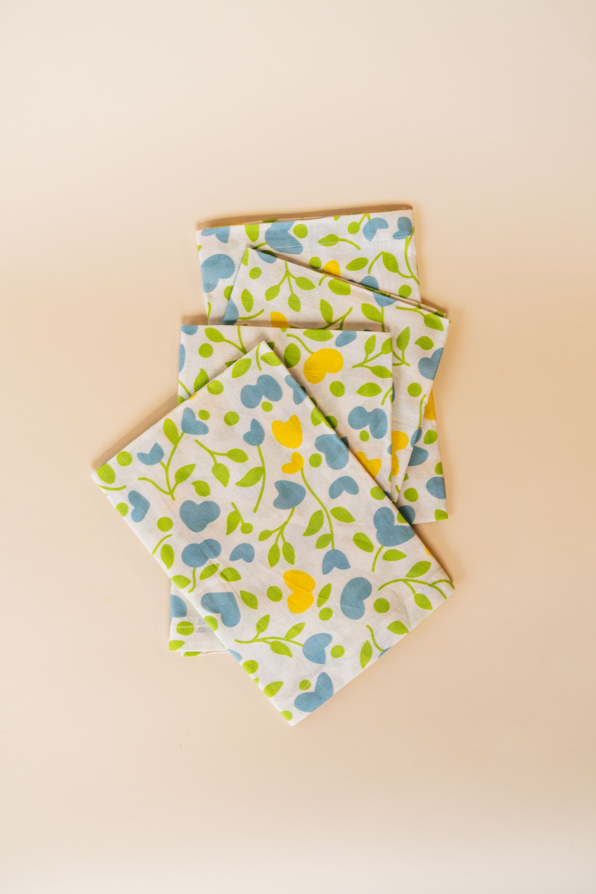 Sarah Blue Linen Napkin Set