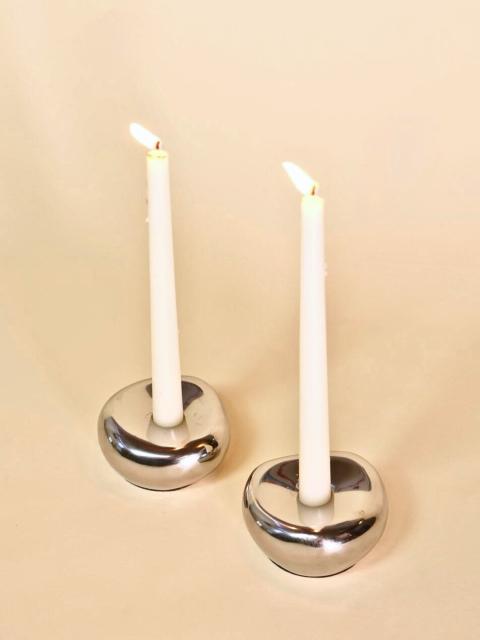 Silver Metal Candle Holder Set